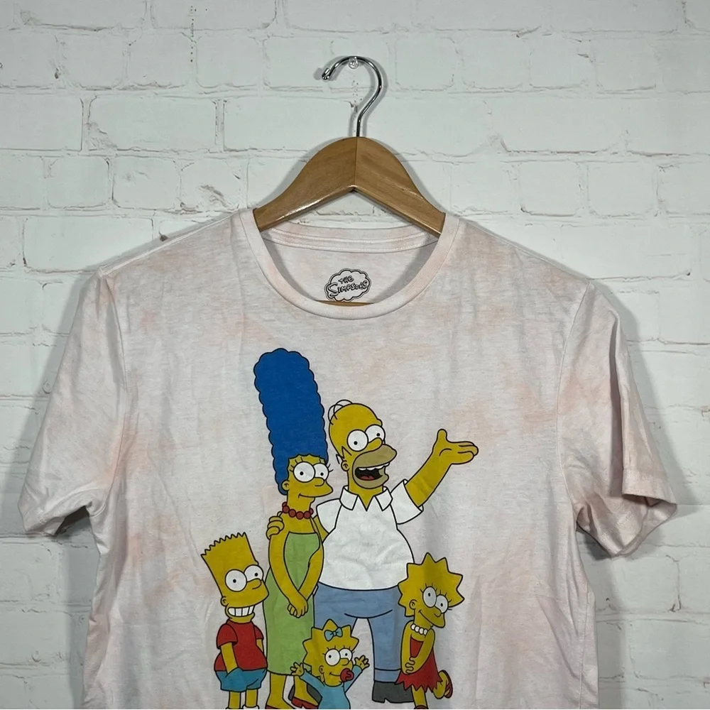The Simpsons Characters T Shirt Mens Size Small Pink Tie Dye Short Sleeve - Picture 2 of 7